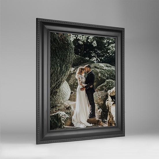 Wedding photo on medium canvas with contemporary frame